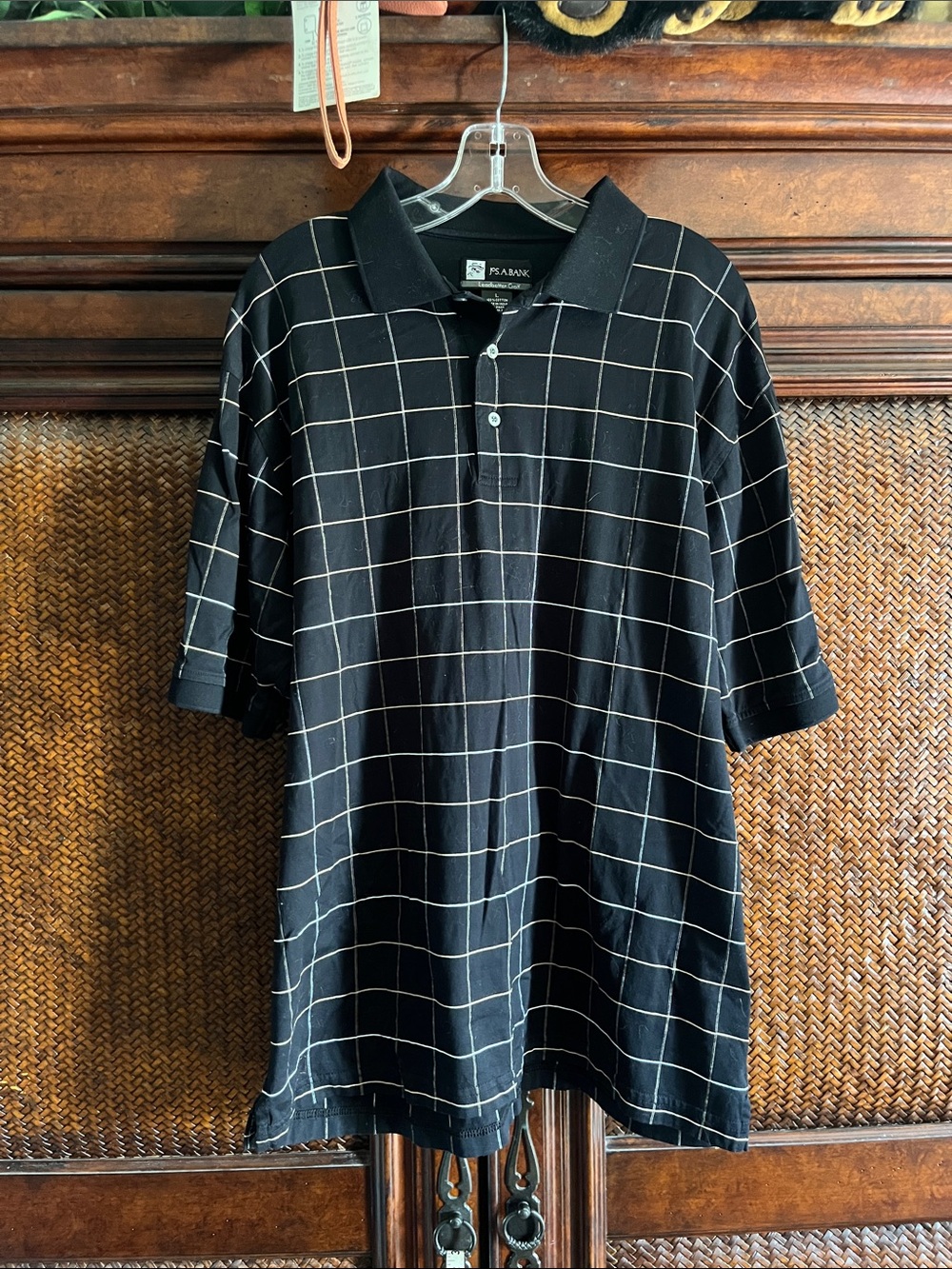 Jos. A. Bank Black Polo with White Windowpane Grid
